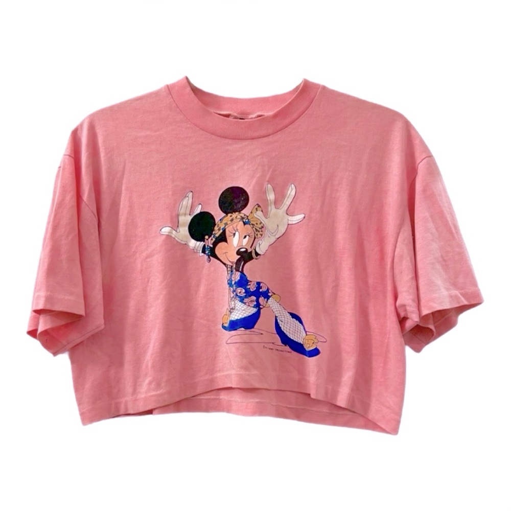 Vintage Disney Minnie Pink Cropped T-Shirt Rare